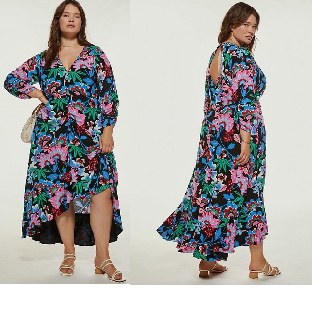 Anthropologie Maeve Ruched Floral Maxi Dress 20w new with tag